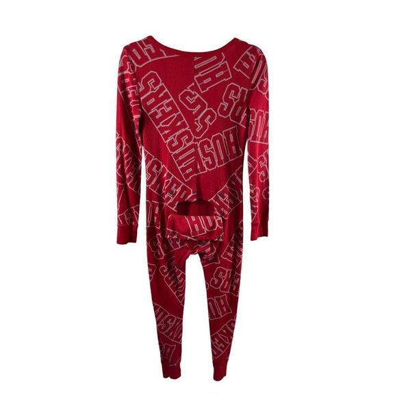 PINK Victoria's Secret Nebraska Corn Huskers Thermal One Piece Pajama Small Red - Picture 5 of 10